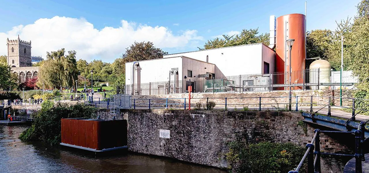 View across the river in Bristol to the Castle Park Heat Pump Station